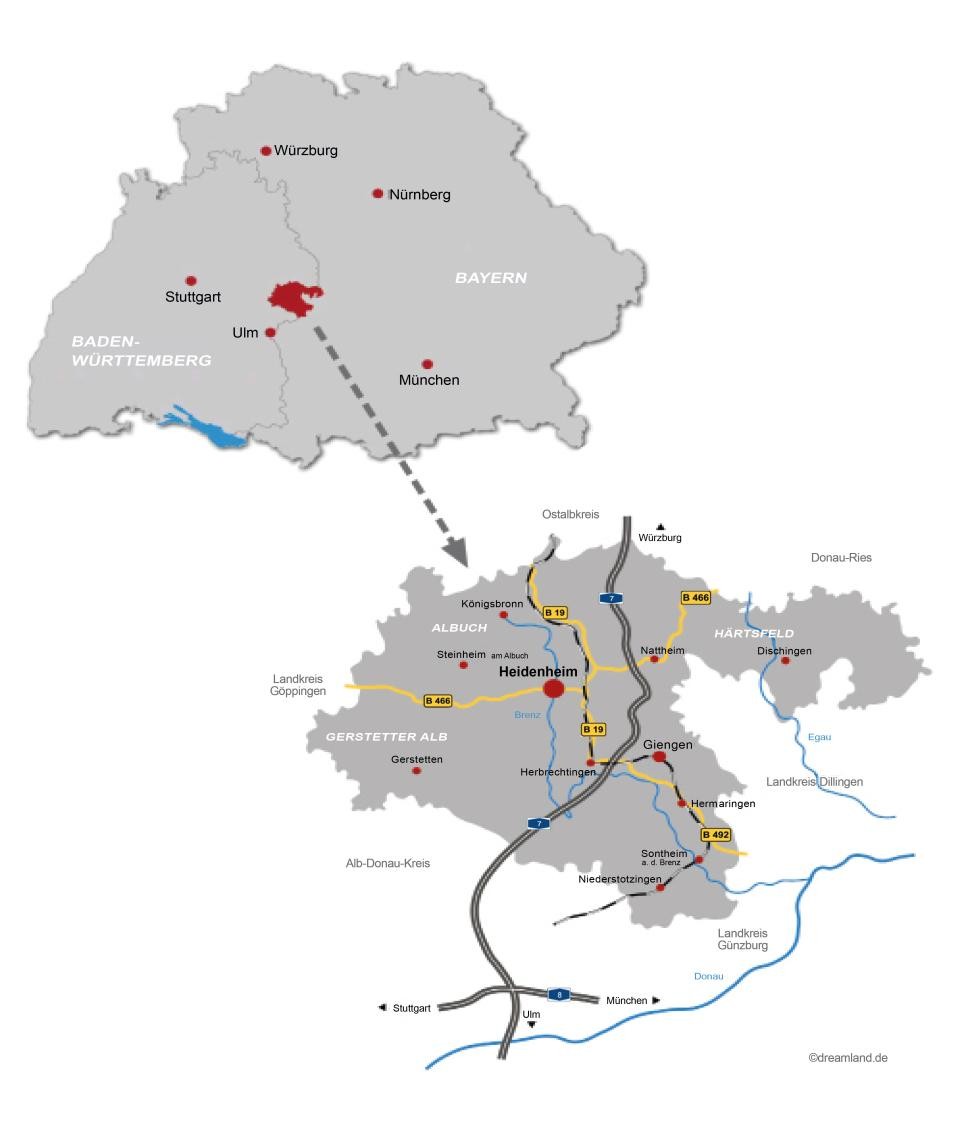 Karte Standort des Landkreises Heidenheim